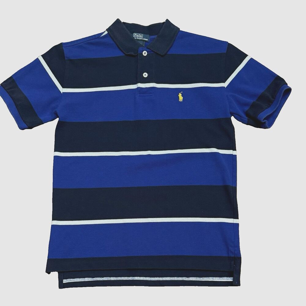 Youth Boys Polo Ralph Lauren Black/White/Blue Stripped Polo BOY'S MEDIUM